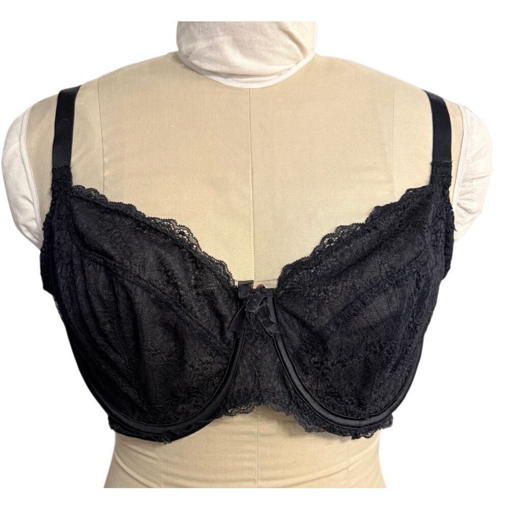Adore Me Lace Underwire Black Full Coverage Bra Adj Straps Sexy 40DD